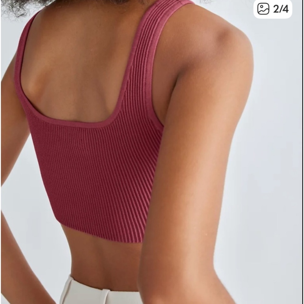 Aritzia Babaton Knit Crop Top in Deep Pink burgundy small